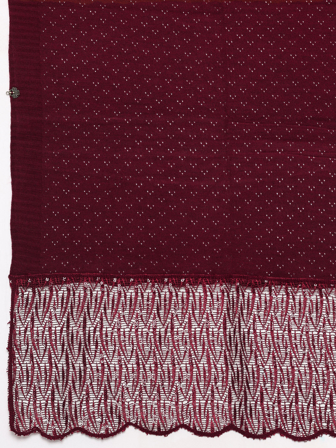  Maroon Woven Design Wool Women's Shawl 