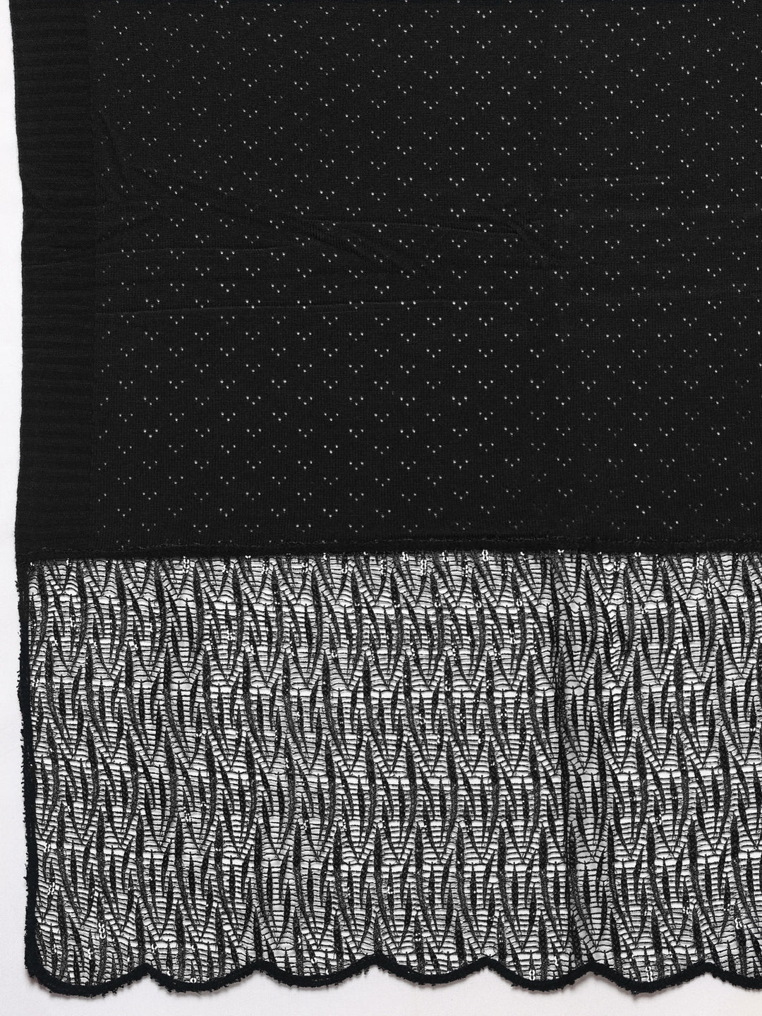  Black Woven Design Wool Women's Shawl 