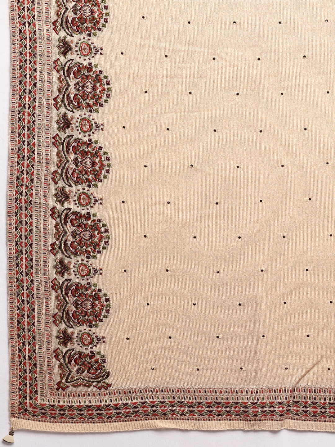  Cream Woven Design Wool Women's Shawl 