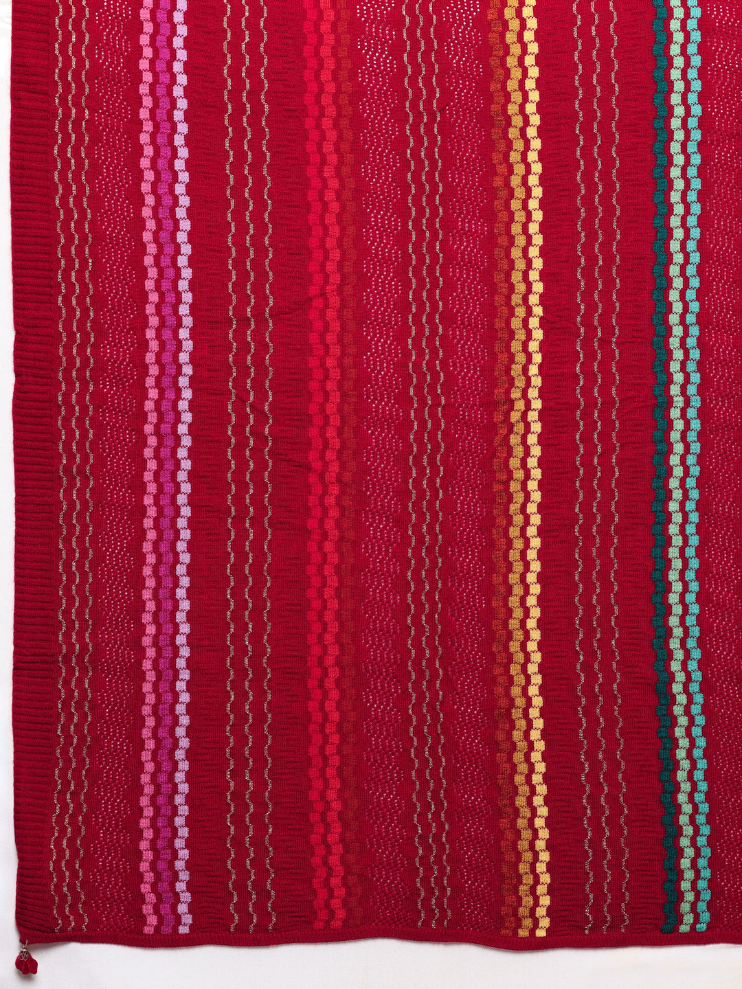  Red Woven Design Wool Women's Shawl 
