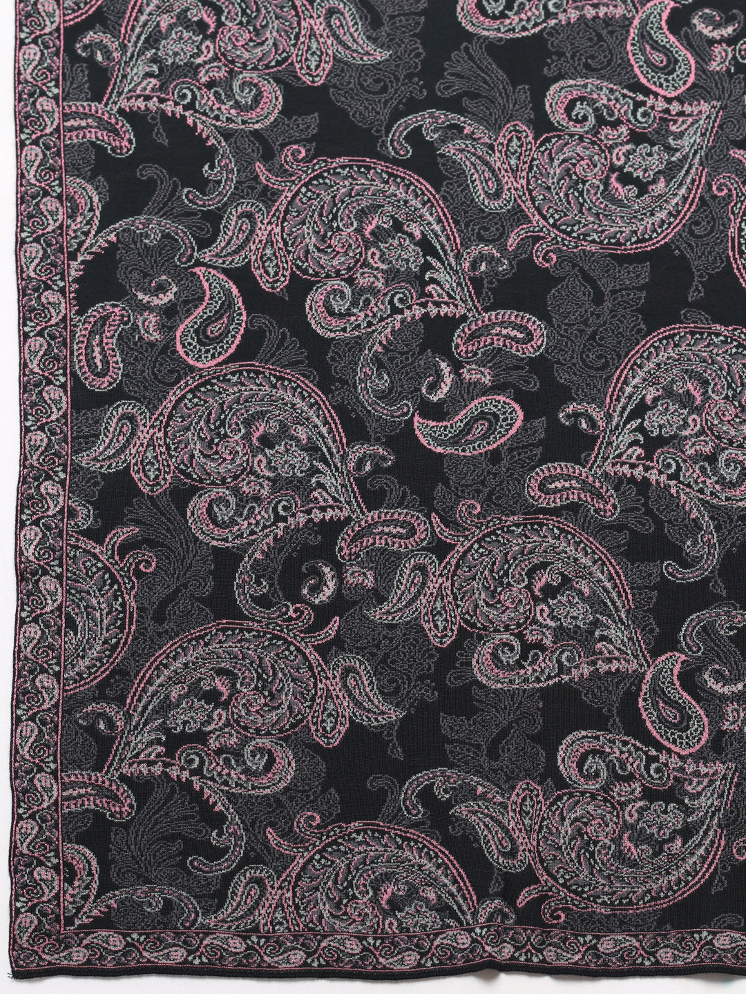  Black Woven Design Wool Women's Shawl 