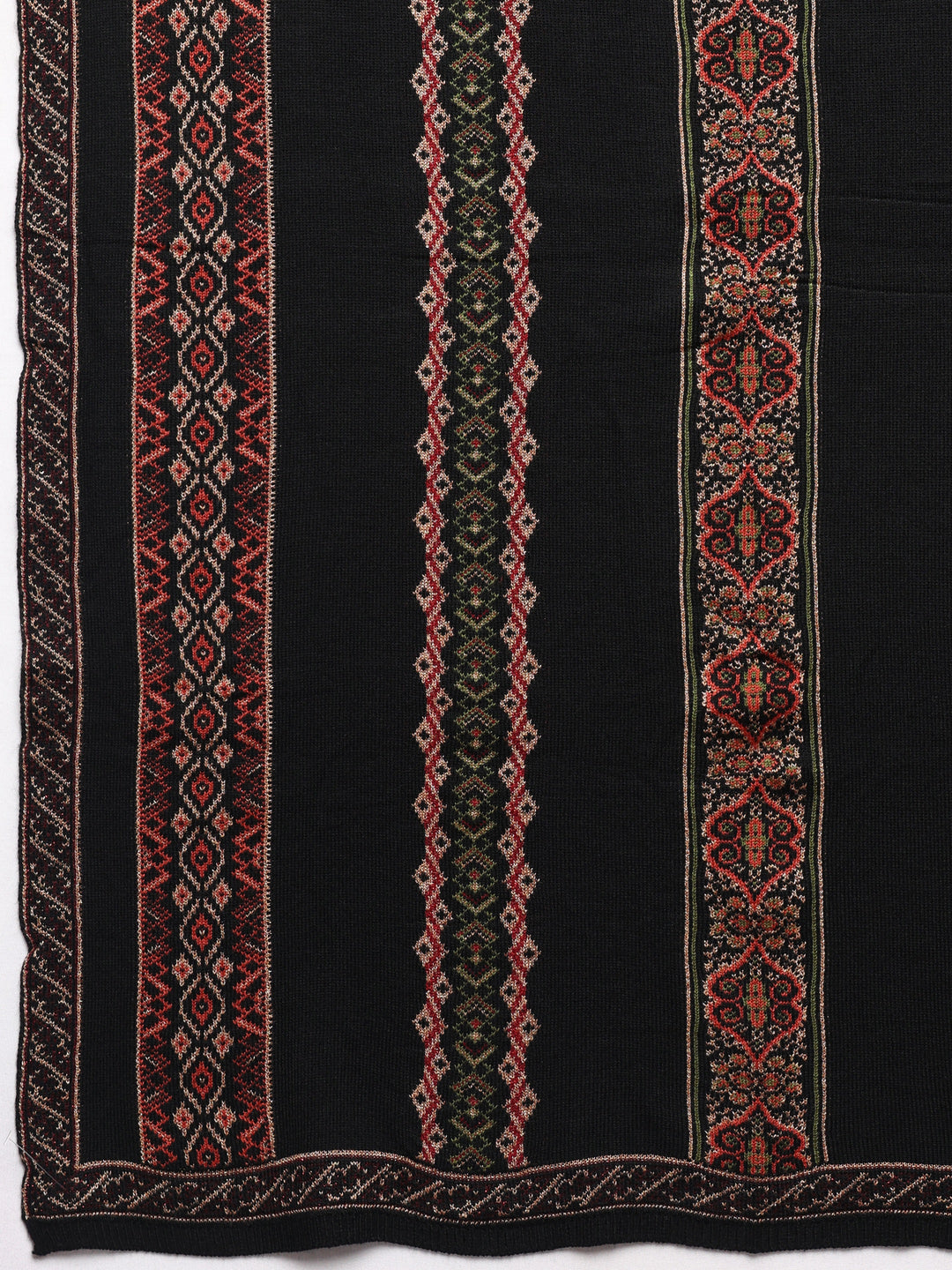  Black Woven Design Wool Women's Shawl 