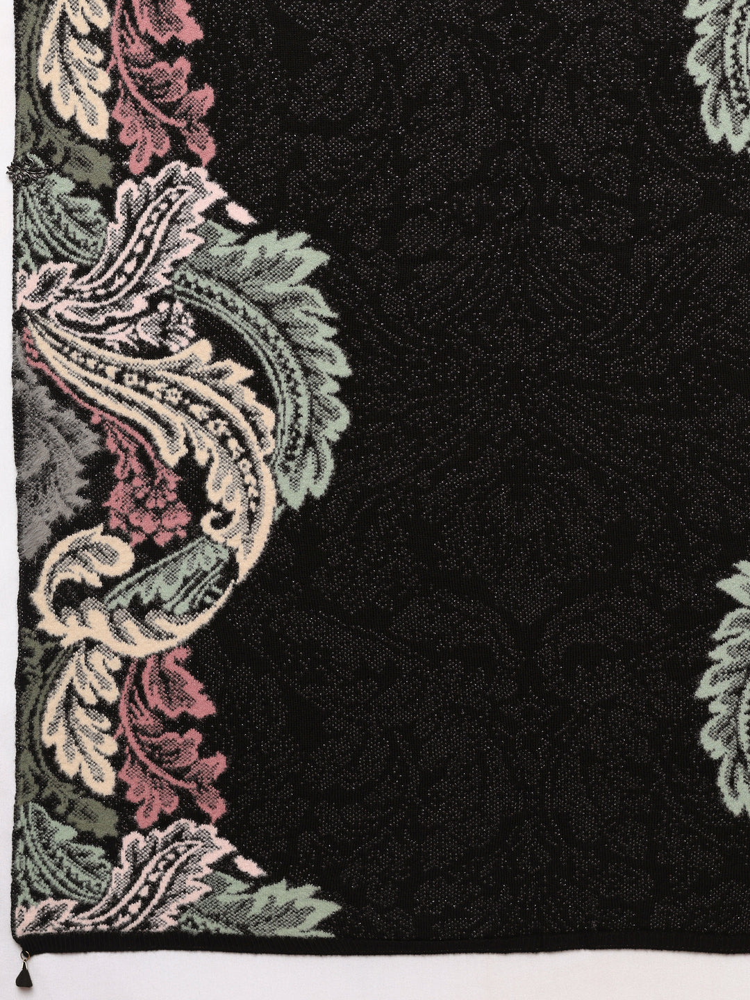  Black Woven Design Wool Women's Shawl 