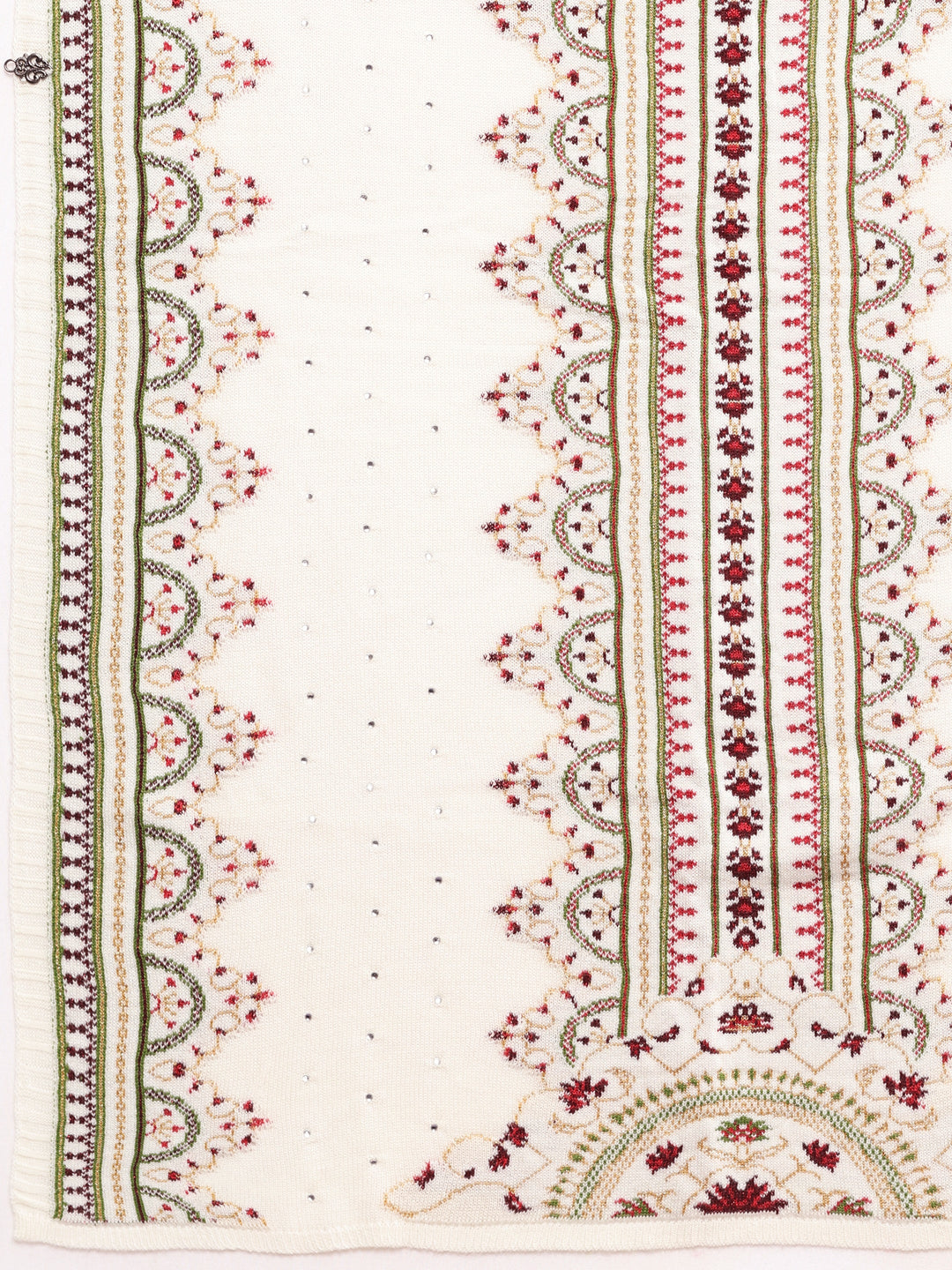  White Woven Design Wool Women's Shawl 