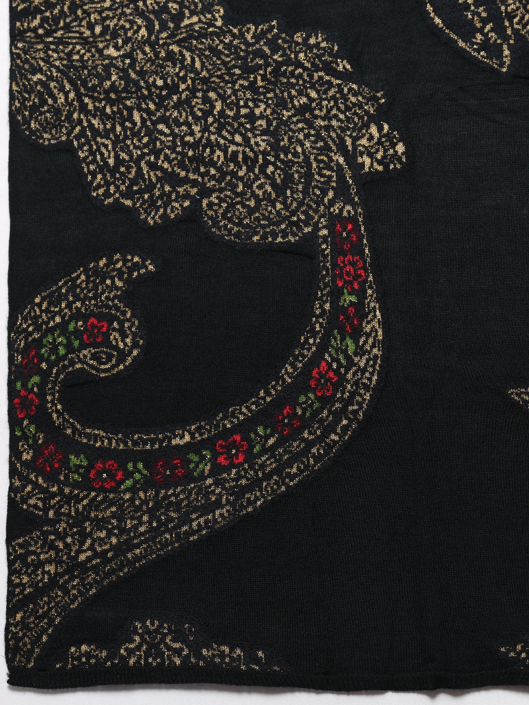  Black Woven Design Wool Women's Shawl 