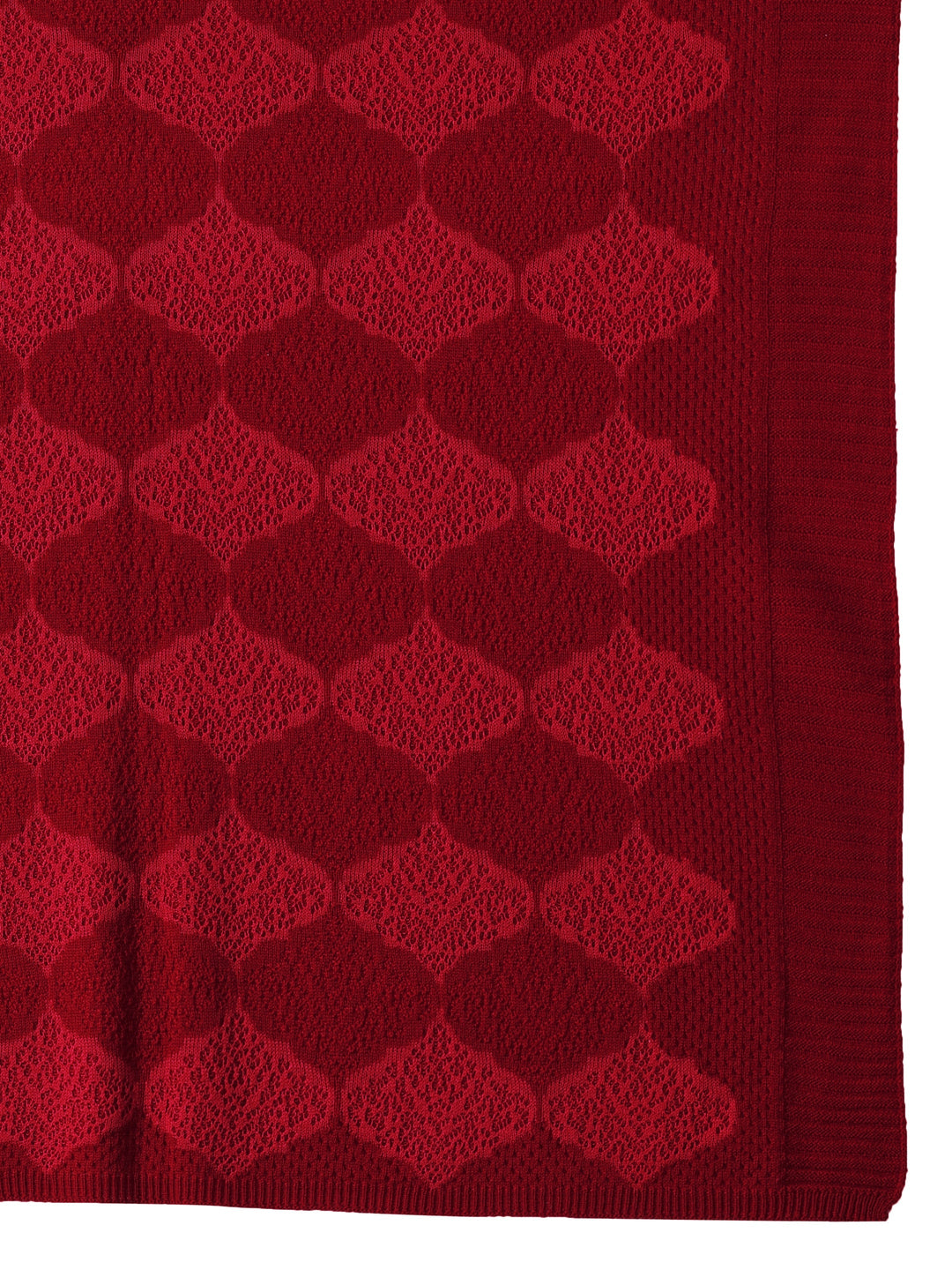  Libas Red Geometric Knitted Acrylic Wrap Shawl 