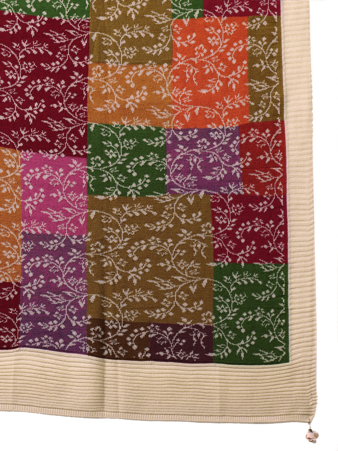  Libas Multi color floral Knitted Acrylic shawl 