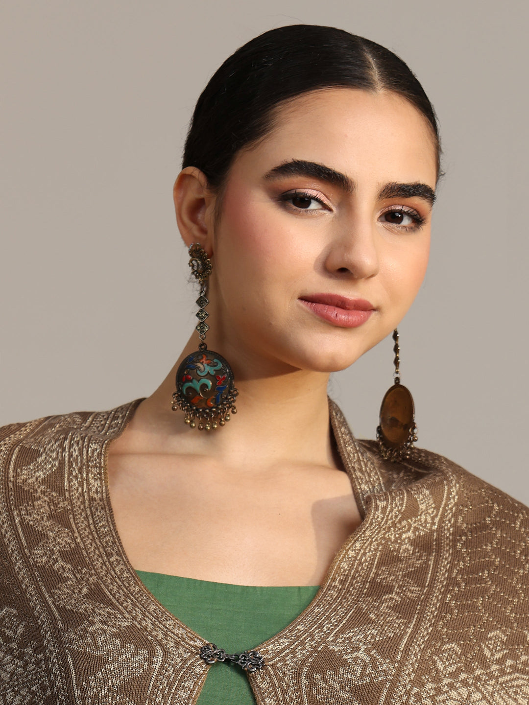  Libas Beige Ethnic Knitted Acrylic Wrap Shawl 