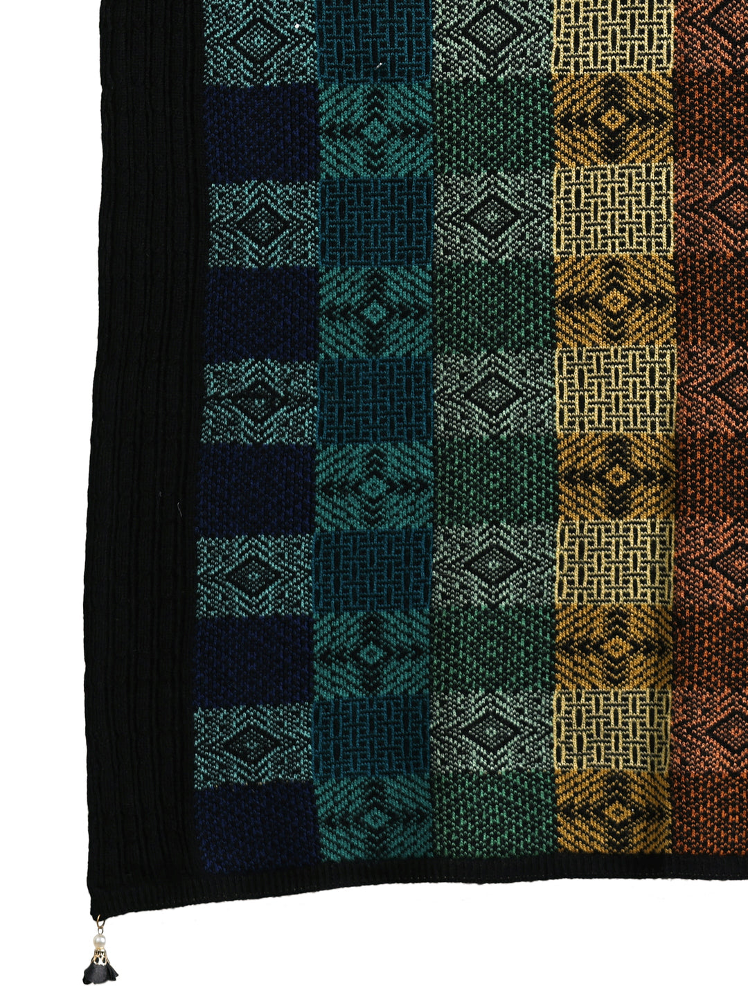 Libas Black Geometric Knitted Acrylic Wrap Shawl 