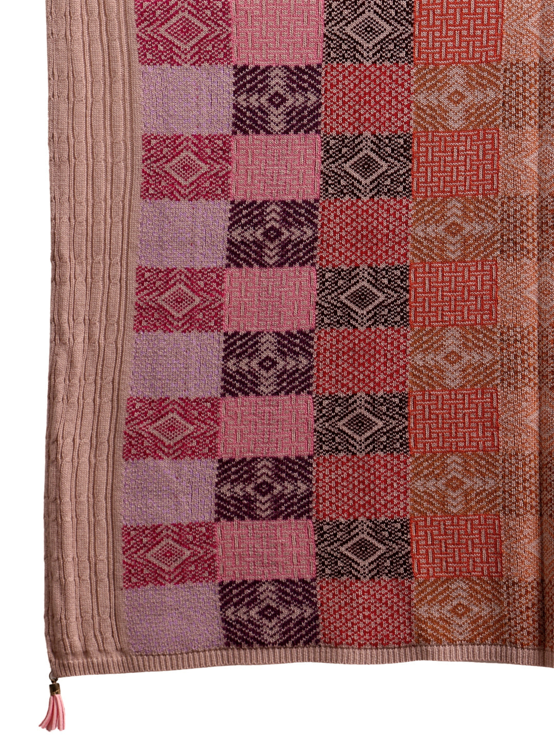  Libas Pink Ethnic Knitted Acrylic Shawl 