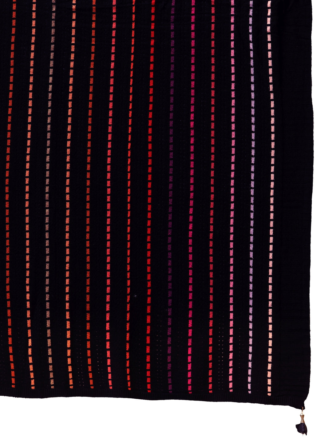  Libas Black Striped Knitted Acrylic Wrap Shawl 