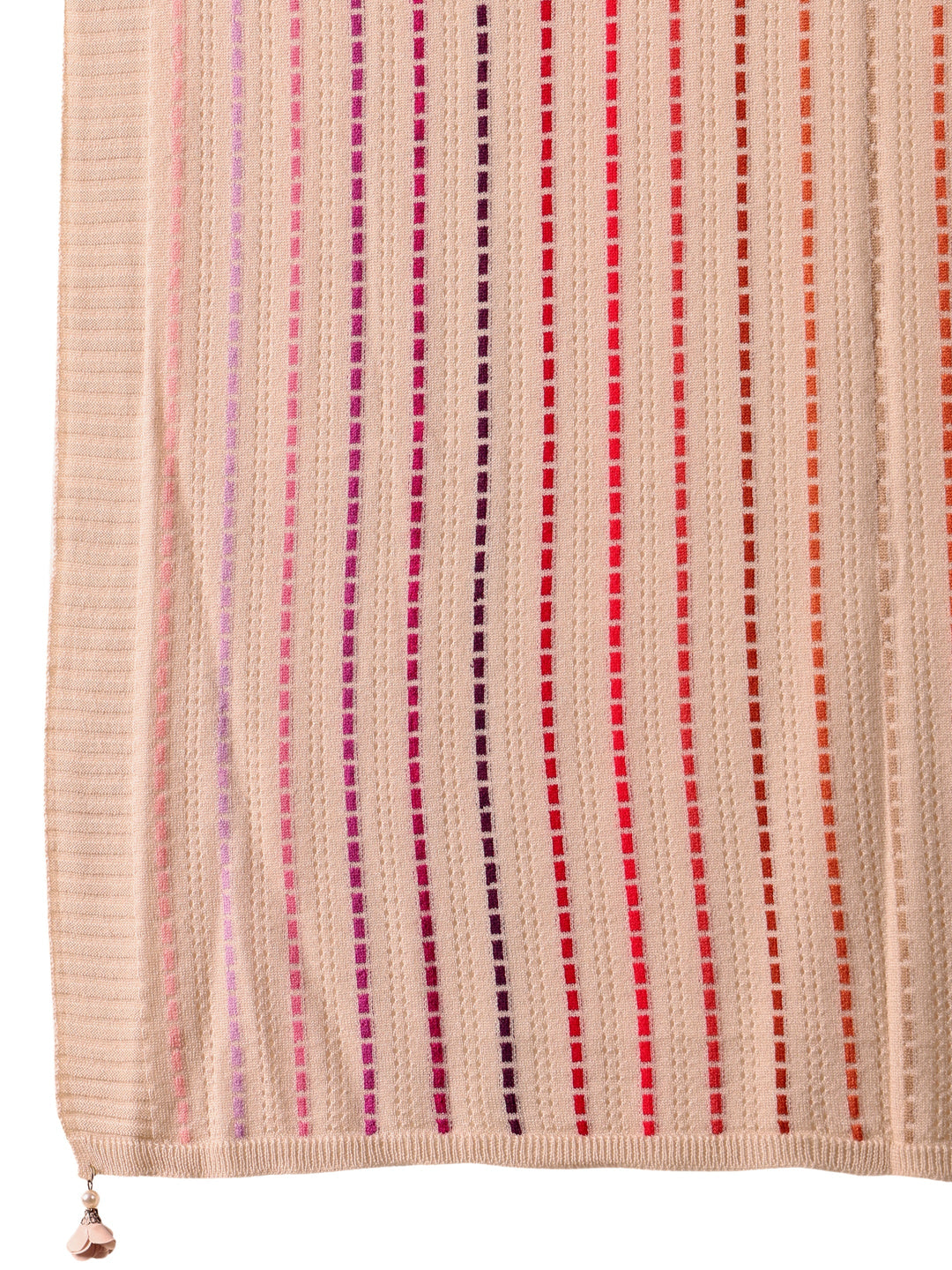  Libas Off White Striped Knitted Acrylic Shawl 