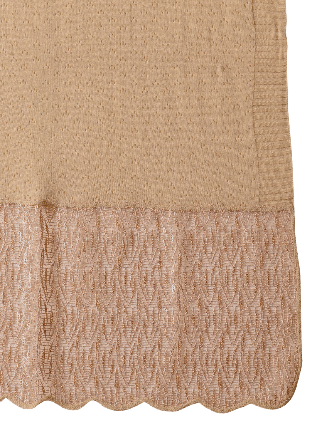  Libas Beige Acrylic Wrap Shawl with Lace Border 