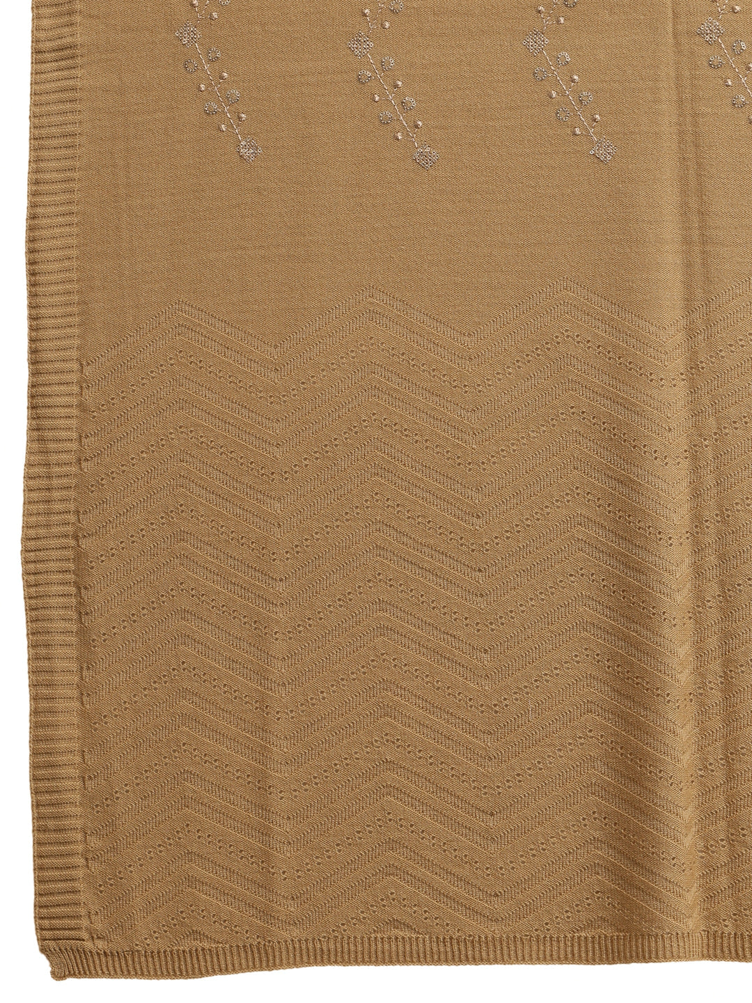  Libas Beige Foral Knitted Acrylic Wrap Shawl 