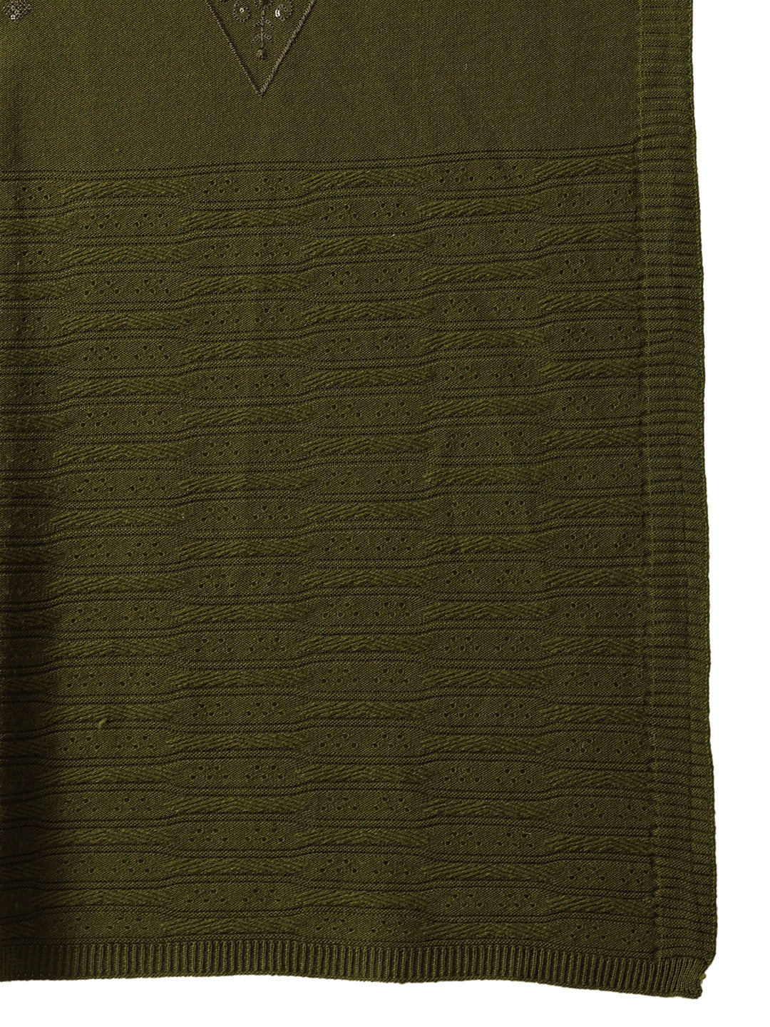  Libas Olive Green Knitted Acrylic Wrap Shawl 
