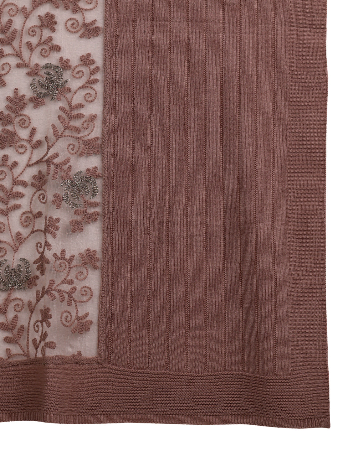  Libas Pink Floral Knitted Lace Acrylic Wrap Shawl 