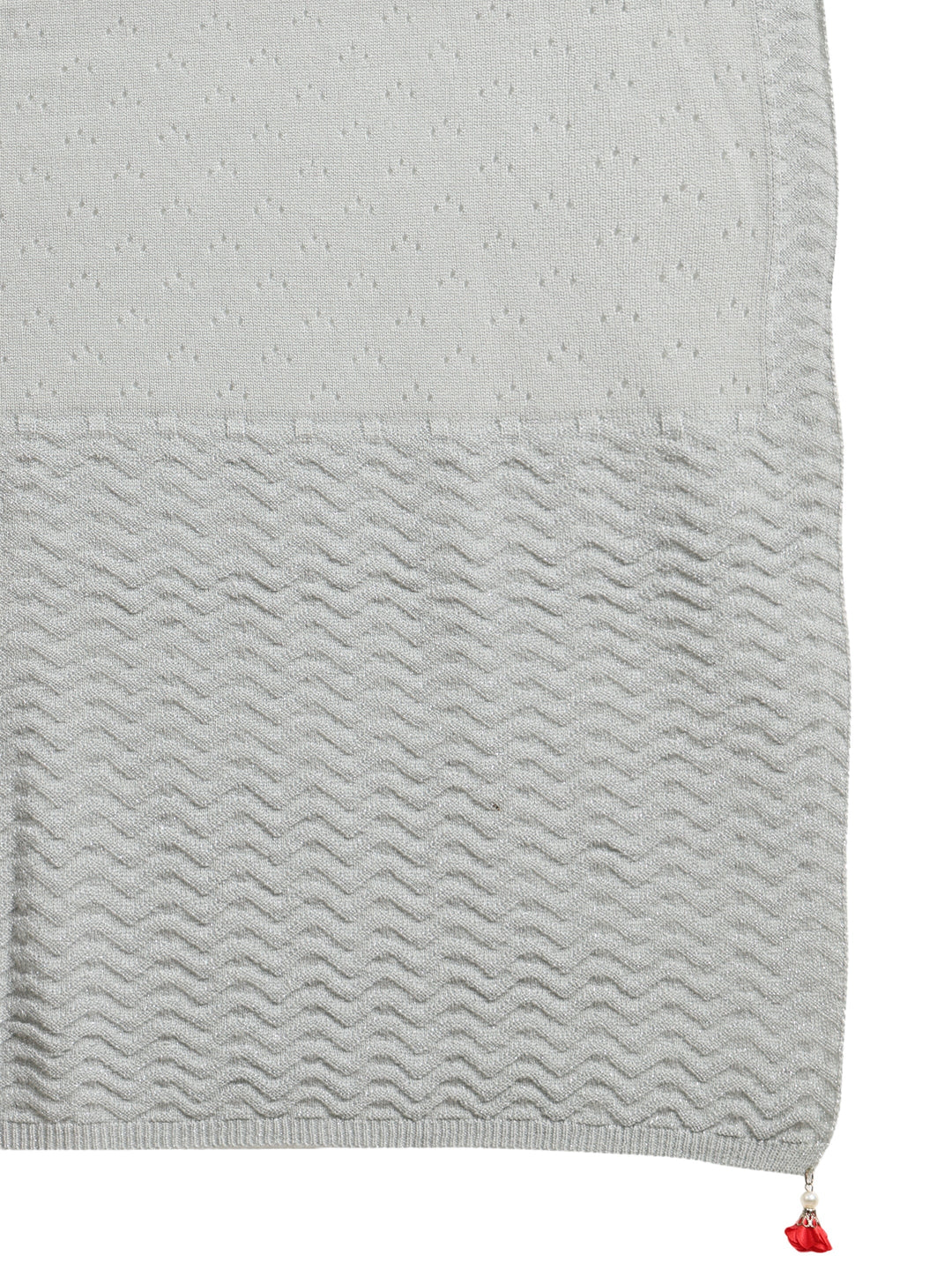  Libas Grey Floral Knitted Acrylic Wrap Shawl 