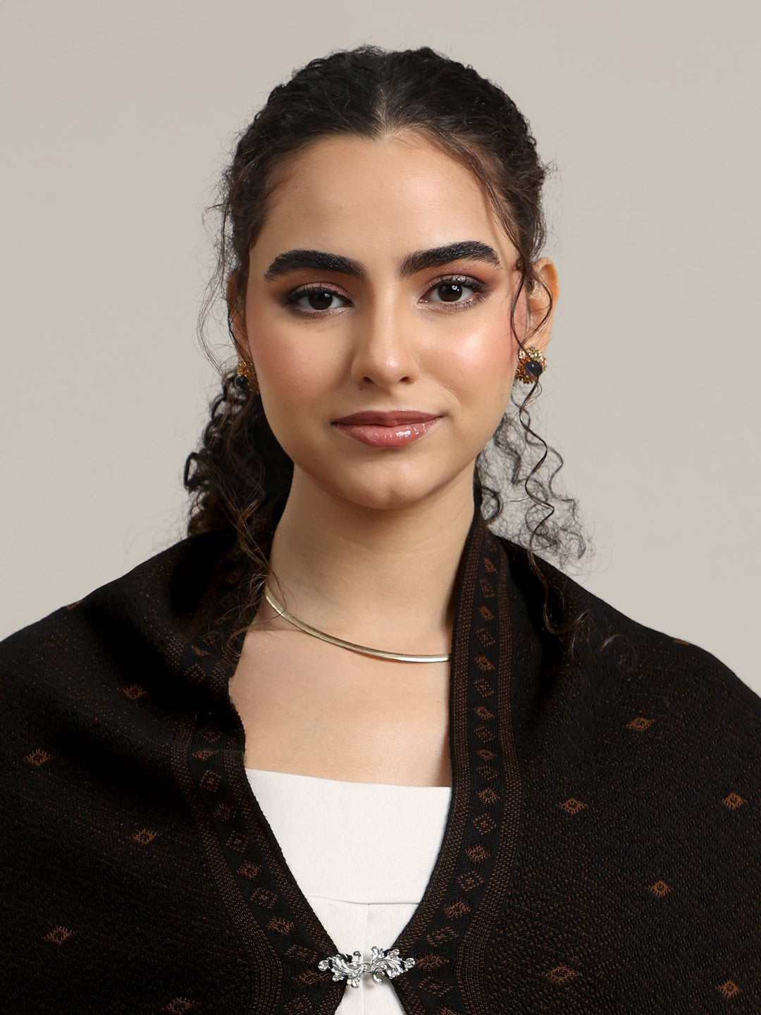  Libas Black Ethnic Knitted Acrylic Wrap Shawl 