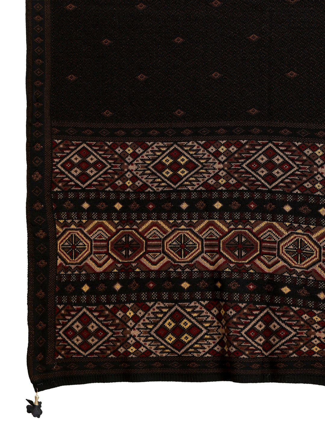  Libas Black Ethnic Knitted Acrylic Wrap Shawl 