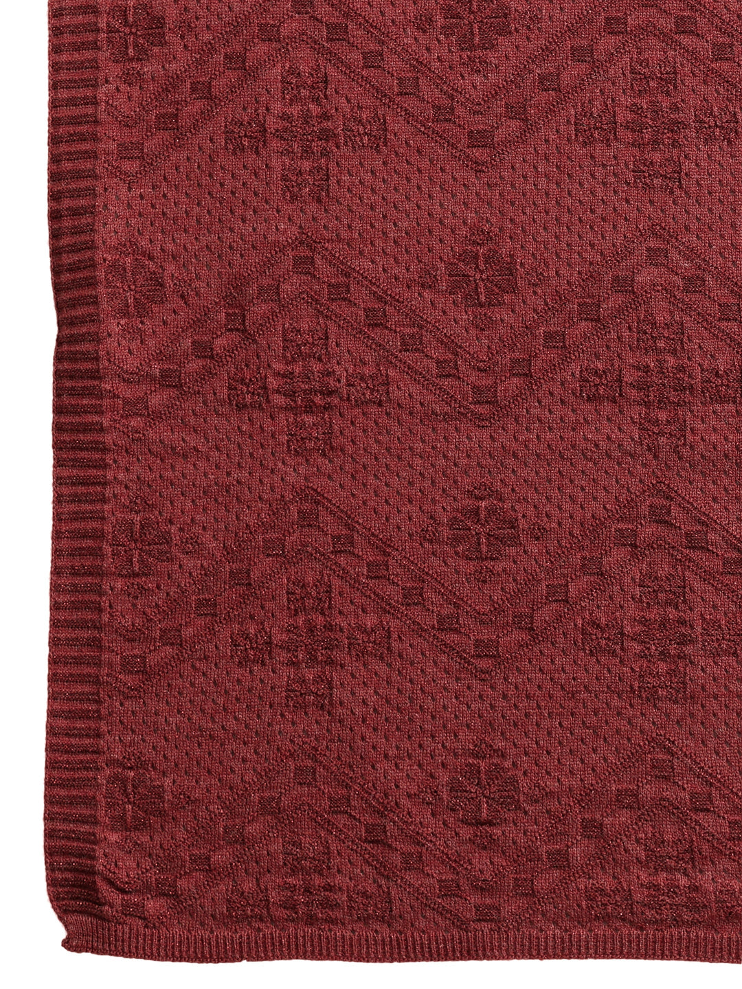  Libas Rust Red Chevron Knitted Acrylic Wrap Shawl 