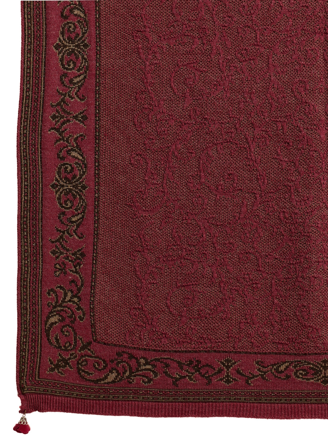  Libas Rust Red Floral Knitted Acrylic Wrap Shawl 