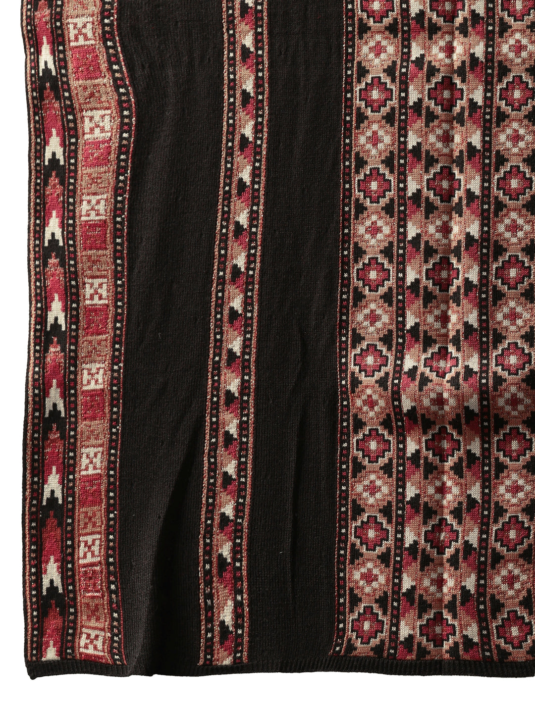  Libas Black Geometric Knitted Acrylic Wrap Shawl 