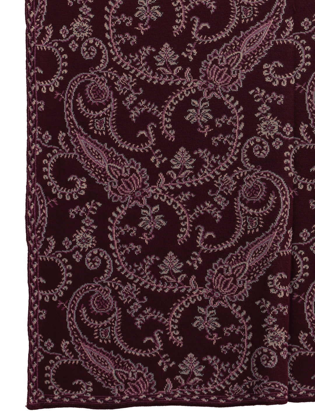  Libas Maroon Paisley Knitted Acrylic Wrap Shawl 
