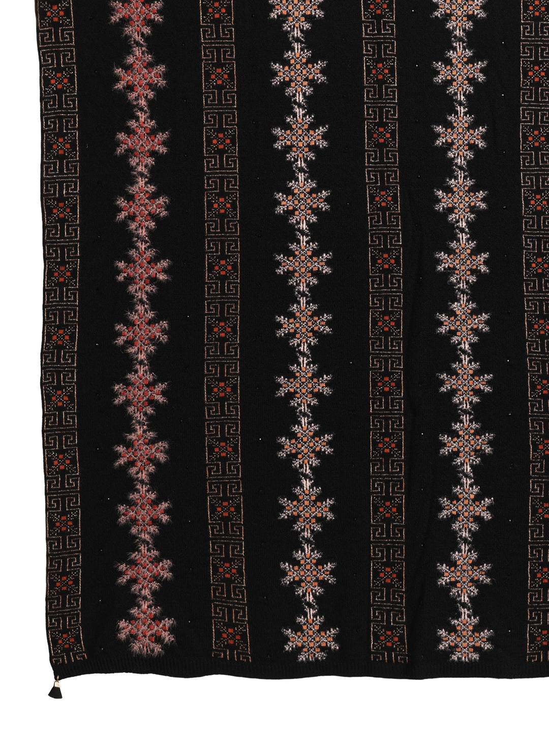  Libas Black Snowflake Knitted Acrylic Wrap Shawl 