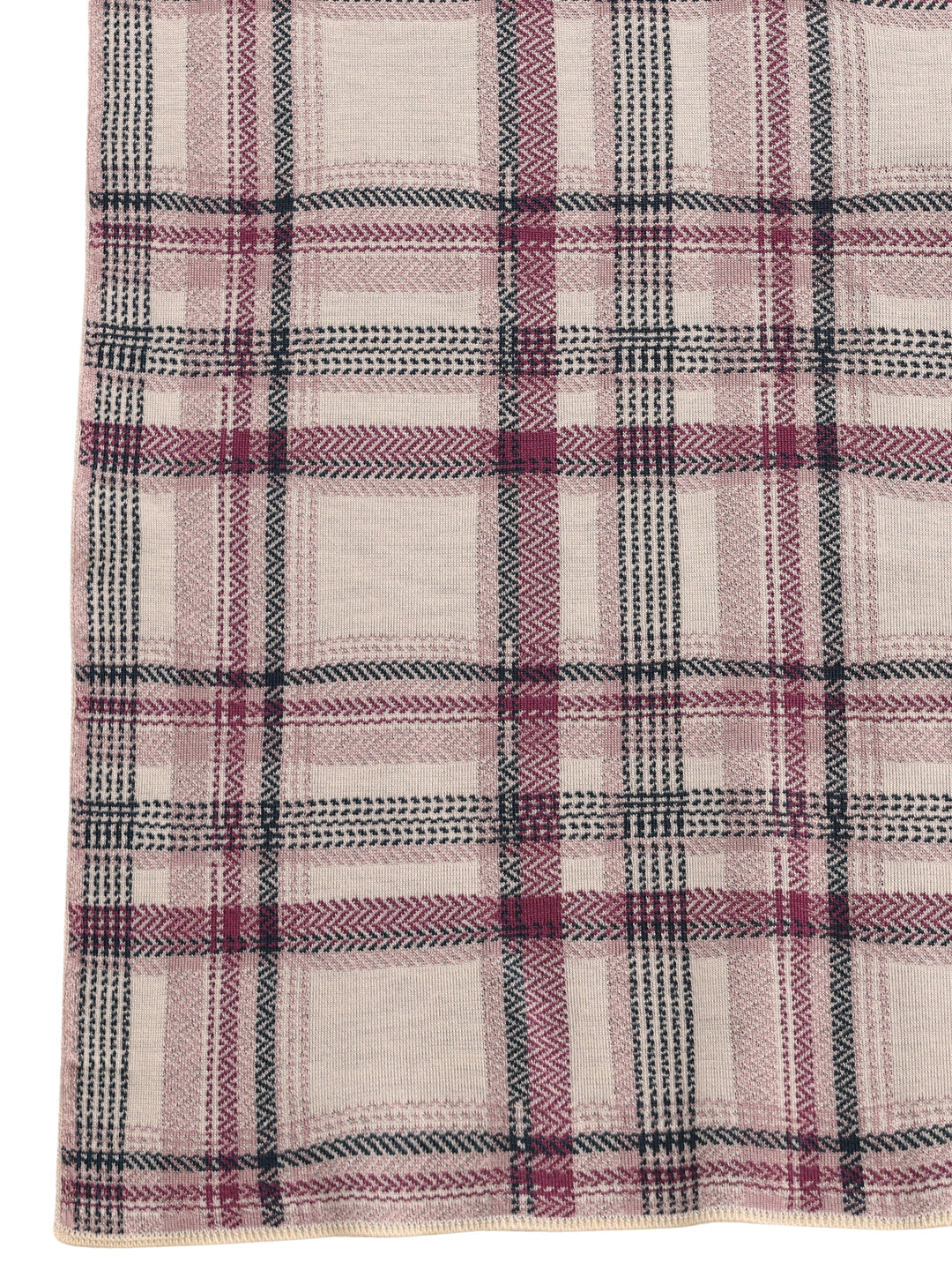  Libas Off White Checked Knitted Acrylic Shawl 