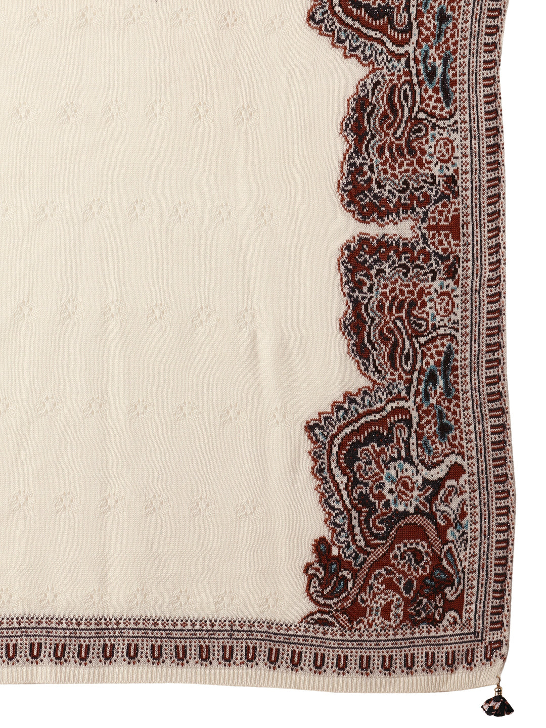  Libas White Knitted Acrylic Wrap Shawl 