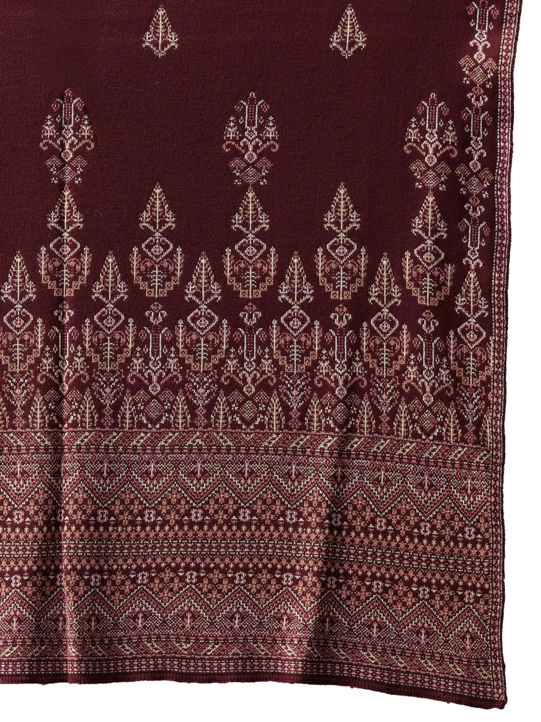  Libas Maroon Ethnic Knitted Acrylic Wrap Shawl 