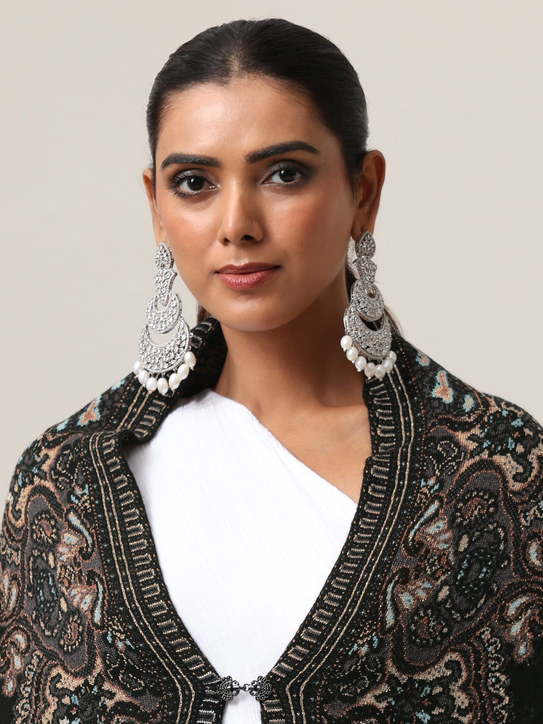  Libas Black Ethnic Knitted Acrylic Wrap Shawl 
