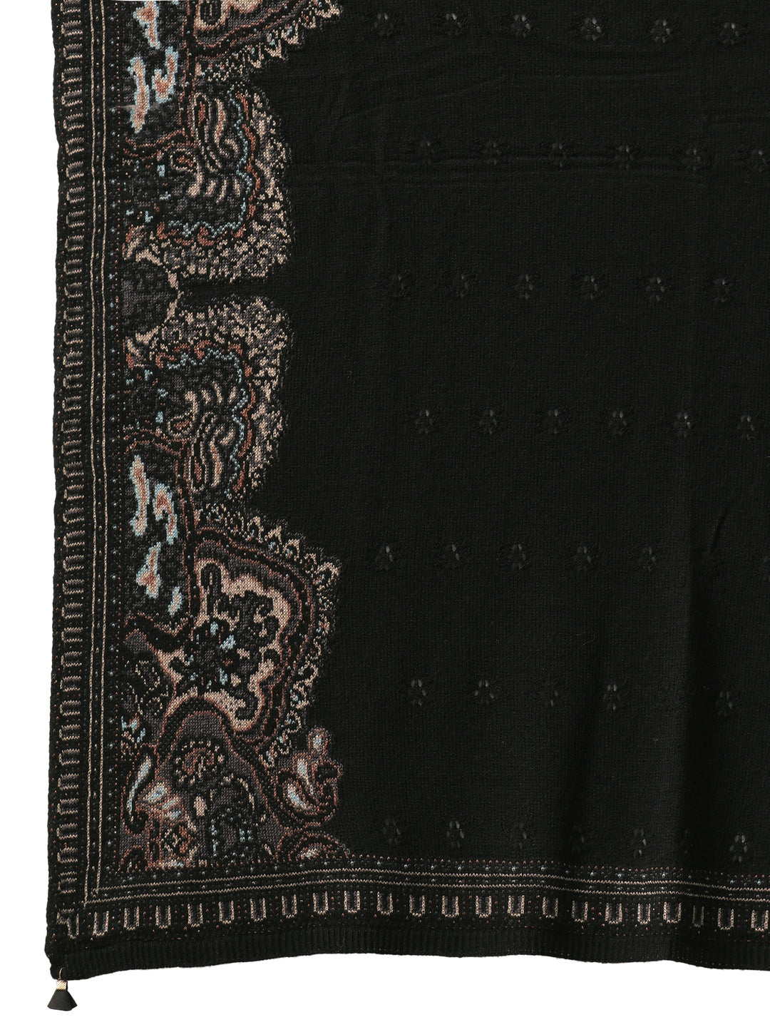  Libas Black Ethnic Knitted Acrylic Wrap Shawl 