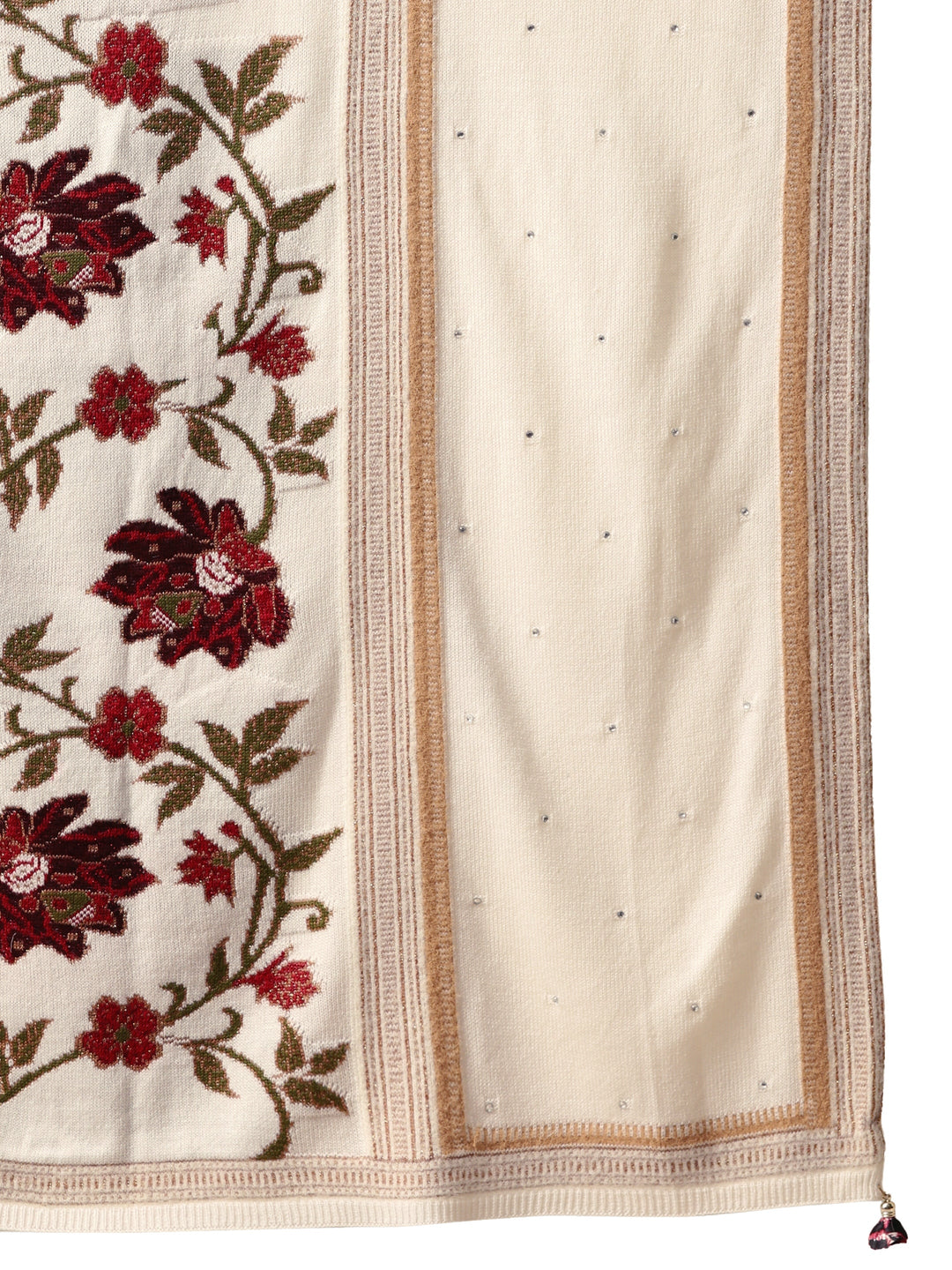  Libas White Floral Knitted Acrylic Wrap Shawl 