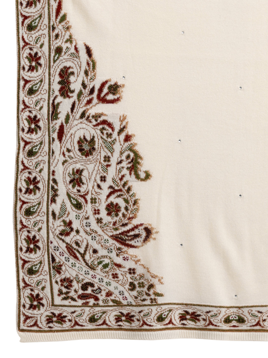  Libas White Floral Knitted Acrylic Wrap Shawl 
