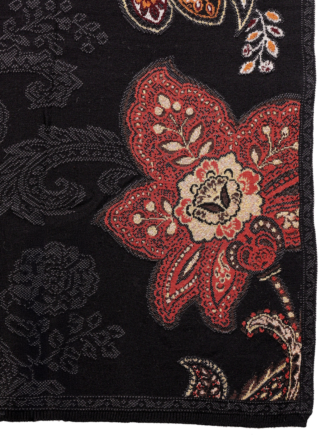  Libas Black Floral Knitted Acrylic Wrap Shawl 