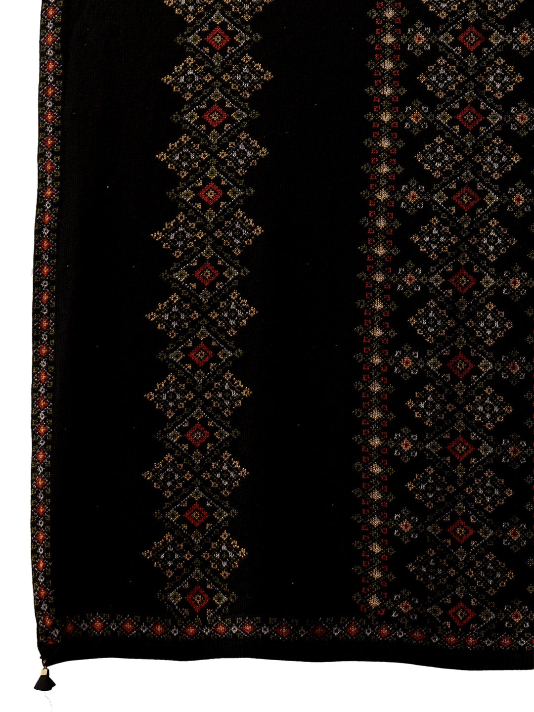  Libas Black Ethnic Knitted Acrylic Wrap Shawl 