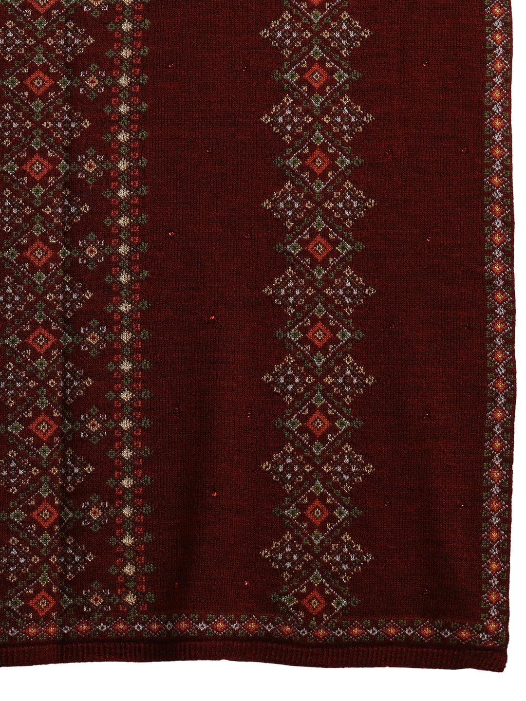  Libas Maroon Ethnic Knitted Acrylic Wrap Shawl 