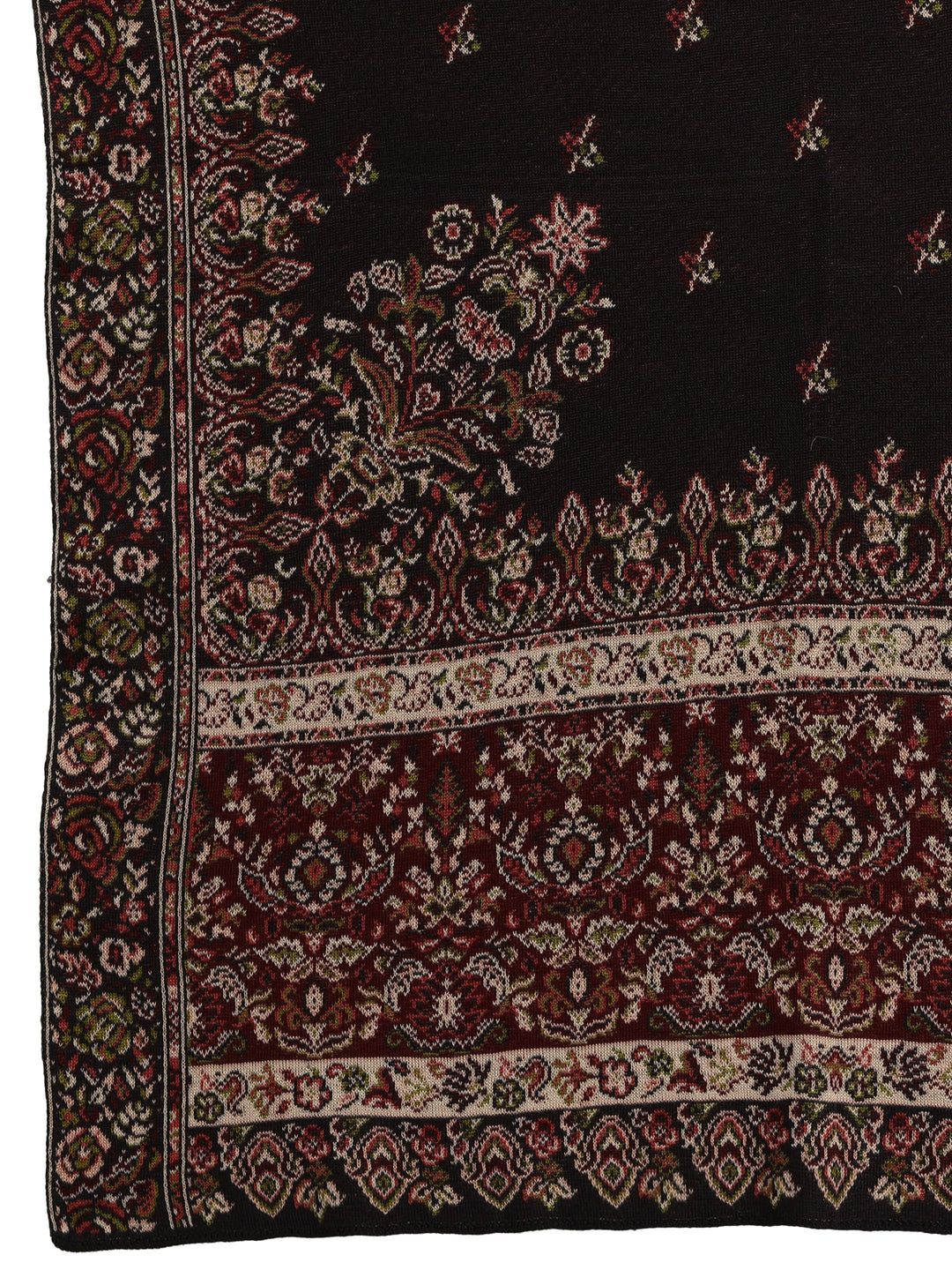  Libas Black Floral Knitted Acrylic Wrap Shawl 