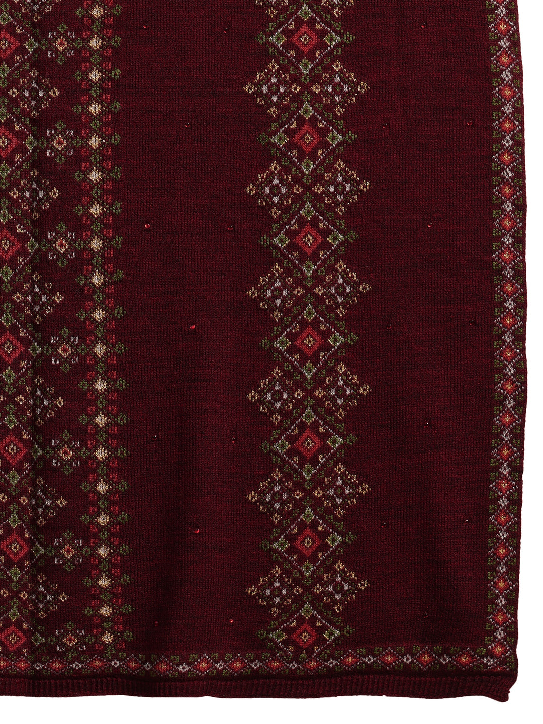  Libas Maroon Ethnic Knitted Acrylic Wrap Shawl 