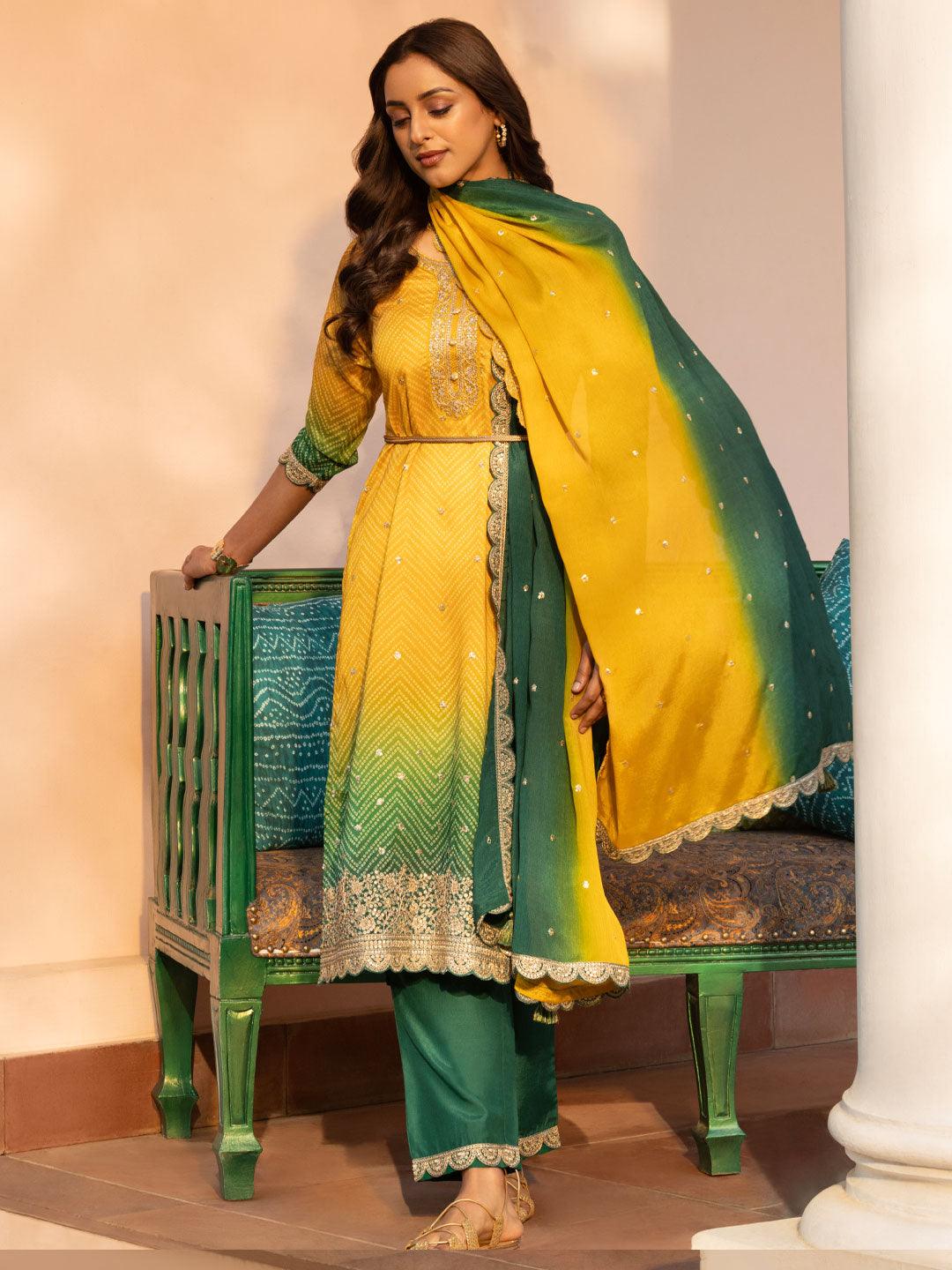 libas Mustard Printed Chinon Straight Suit Set With Dupatta-picture-57
