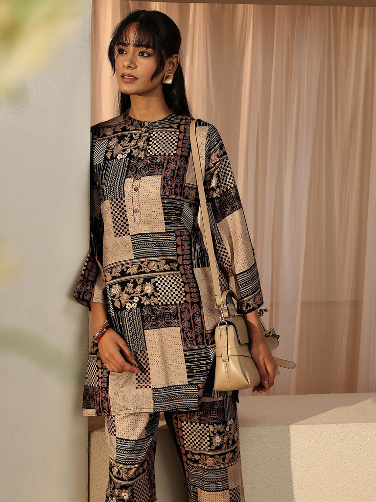Libas Beige Multi Printed Rayon Co-Ord Set