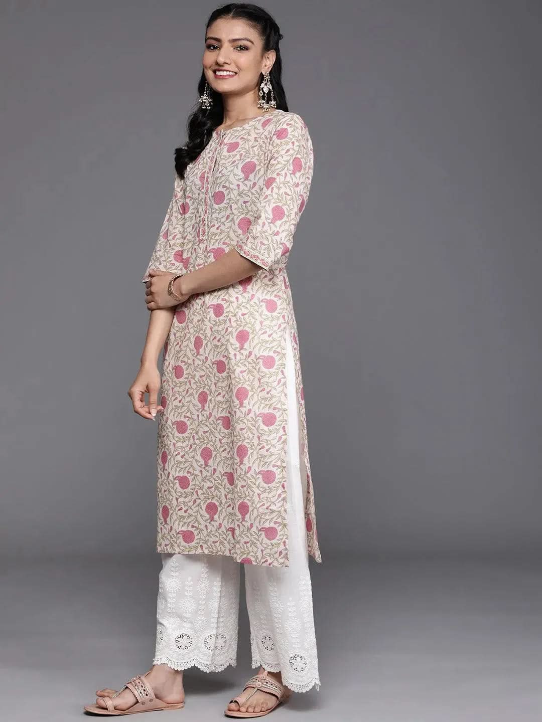 

Buy Beige Printed Cotton Kurta - 23449O-XS | Libas Ethnic Wear Online