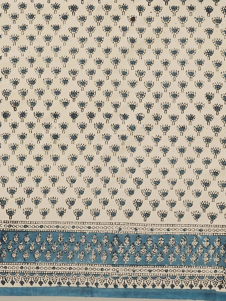 Beige Printed Cotton Saree - Libas