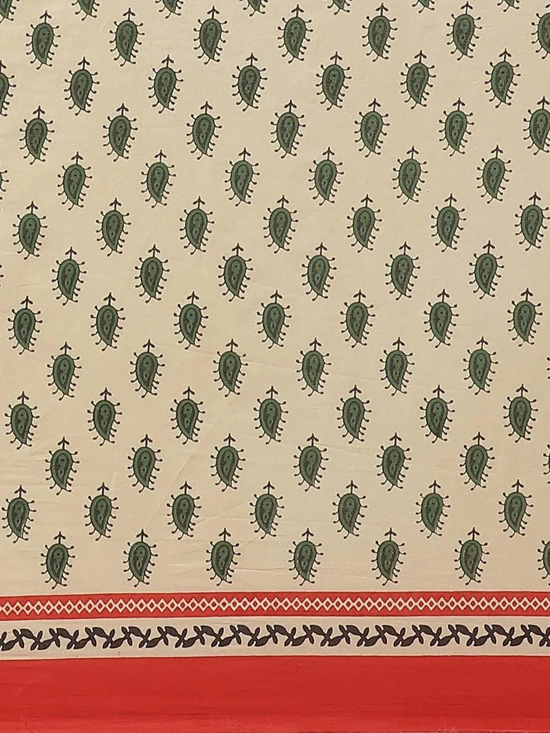 Beige Printed Cotton Saree - Libas 