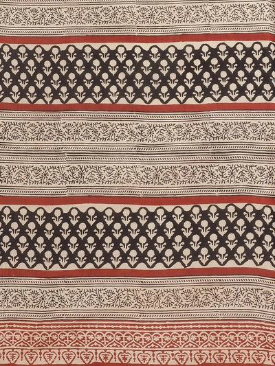 Beige Printed Cotton Saree - Libas