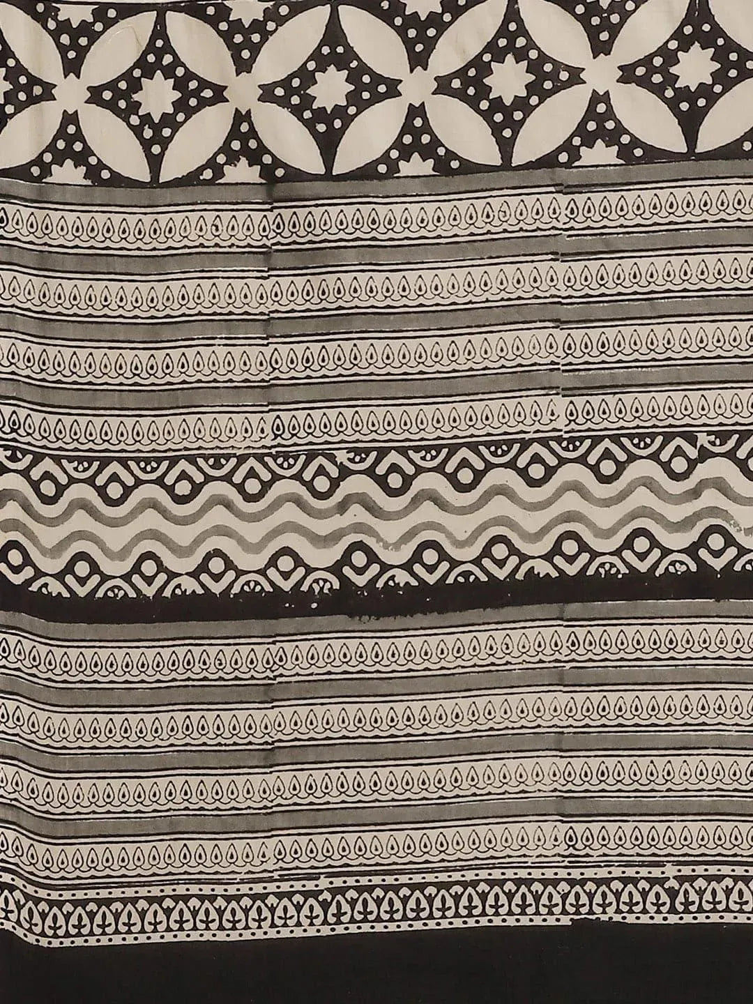 Beige Printed Cotton Saree - Libas 