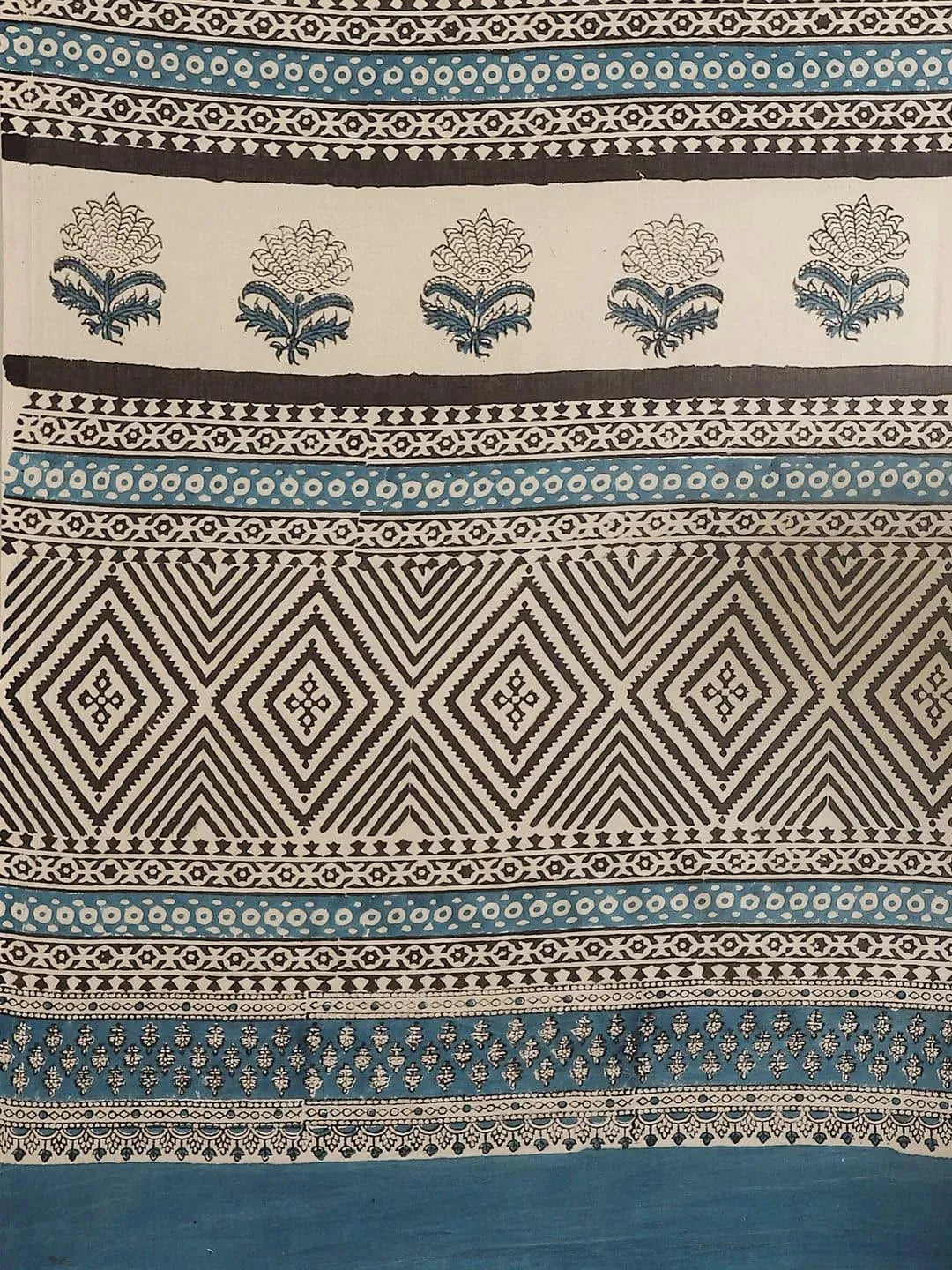 Beige Printed Cotton Saree - Libas 