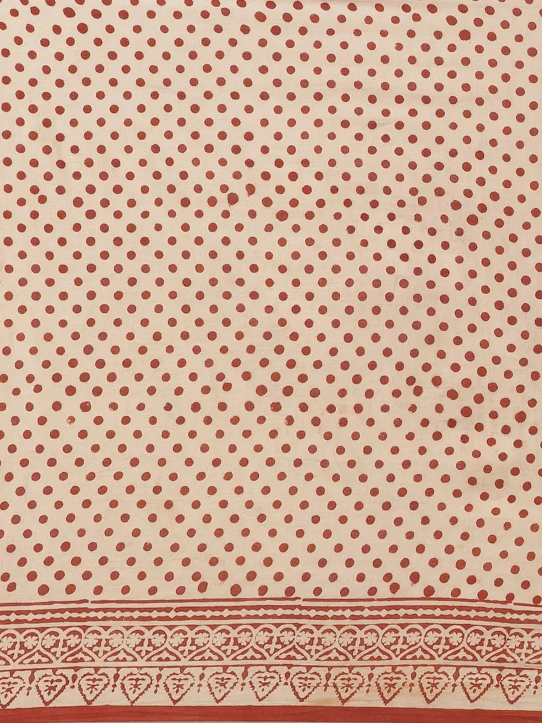 Beige Printed Cotton Saree - Libas 