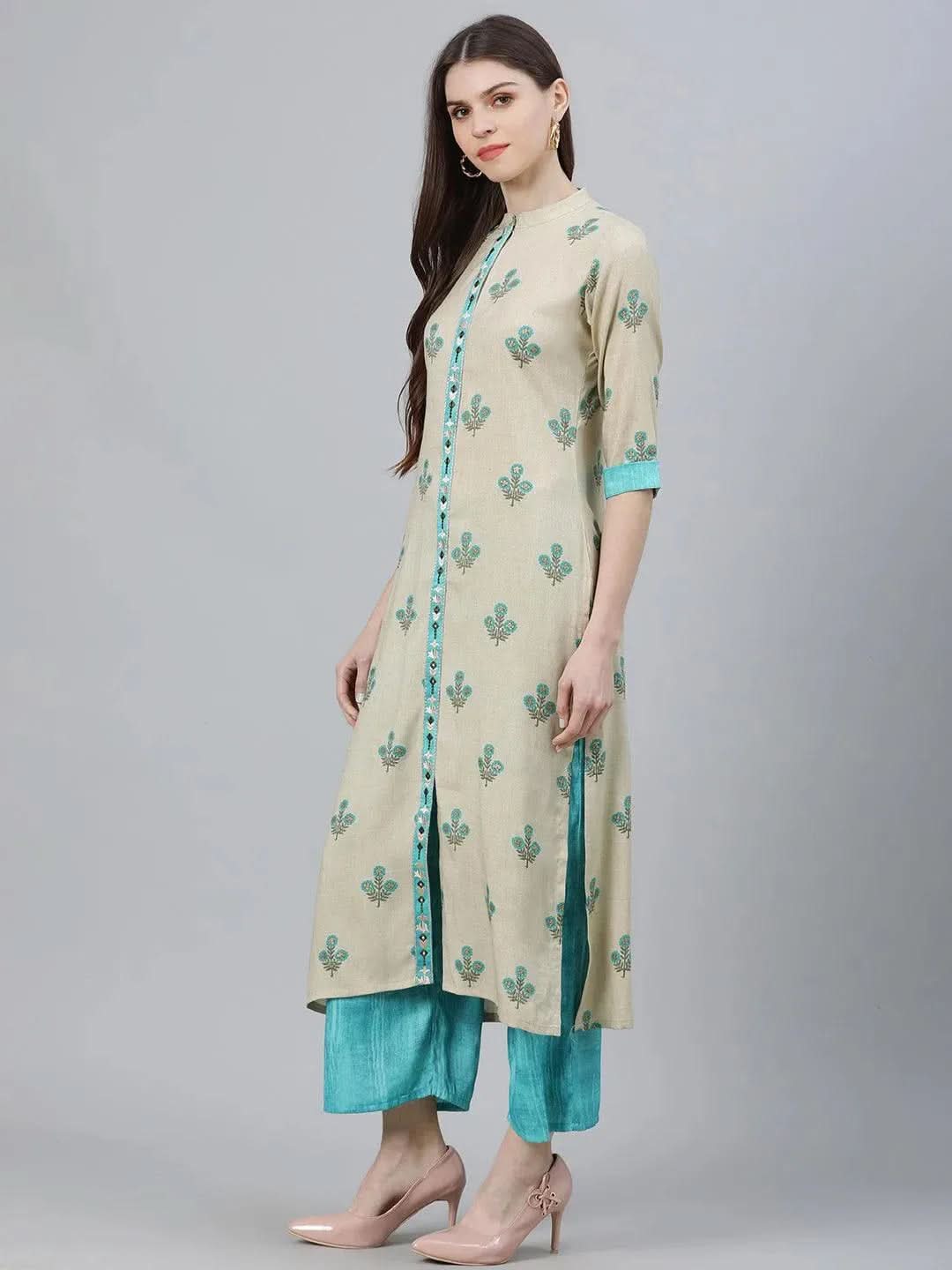 

Buy Beige Printed Rayon Kurta Set - 6720-XS | Libas Ethnic Wear Online